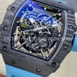 BBR Factory Richard Mille RM 35-02 44.5mm Black Carbon Fiber Light Blue Rubber Strap Bl (5) BBR Factory Richard Mille RM 35-02 44.5mm Black Carbon Fiber Light Blue Rubber Strap Black Skeletonized Dial