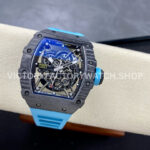 BBR Factory Richard Mille RM 35-02 44.5mm Black Carbon Fiber Light Blue Rubber Strap Bl (6) BBR Factory Richard Mille RM 35-02 44.5mm Black Carbon Fiber Light Blue Rubber Strap Black Skeletonized Dial