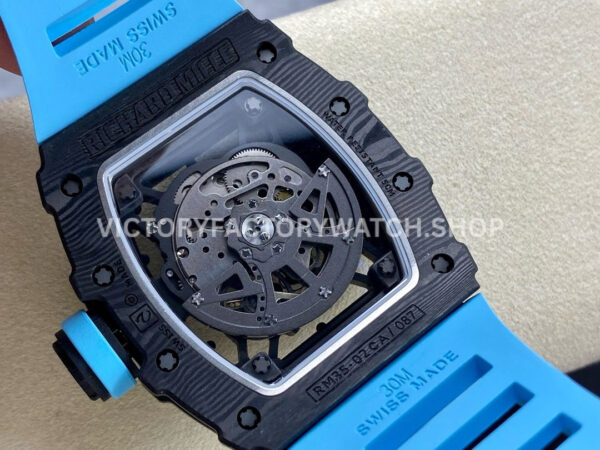 BBR Factory Richard Mille RM 35-02 44.5mm Black Carbon Fiber Light Blue Rubber Strap Bl BBR Factory Richard Mille RM 35-02 44.5mm Black Carbon Fiber Light Blue Rubber Strap Black Skeletonized Dial