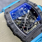 BBR Factory Richard Mille RM 35-02 44.5mm Black Carbon Fiber Light Blue Rubber Strap Bl (9) BBR Factory Richard Mille RM 35-02 44.5mm Black Carbon Fiber Light Blue Rubber Strap Black Skeletonized Dial