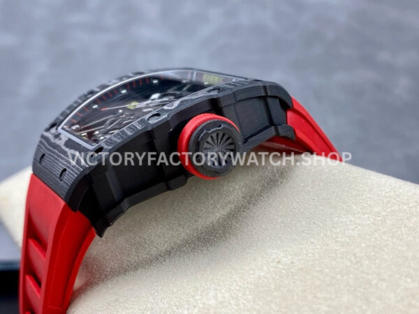 BBR Factory Richard Mille RM 35-02 44.5mm Black Carbon Fiber Red Rubber Strap Black Skeletoniz (3) BBR Factory Richard Mille RM 35-02 44.5mm Black Carbon Fiber Red Rubber Strap Black Skeletonized Dial