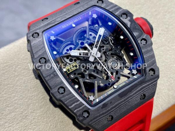 BBR Factory Richard Mille RM 35-02 44.5mm Black Carbon Fiber Red Rubber Strap Black Skeletoniz (7) BBR Factory Richard Mille RM 35-02 44.5mm Black Carbon Fiber Red Rubber Strap Black Skeletonized Dial