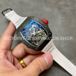 BBR Factory Richard Mille RM 35-02 44.5mm Black Carbon Fiber White Rubber Strap Black Skeletonized Dial