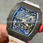 BBR Factory Richard Mille RM 35-02 44.5mm Black Carbon Fiber White Rubber Strap Black Skeletonized Dial