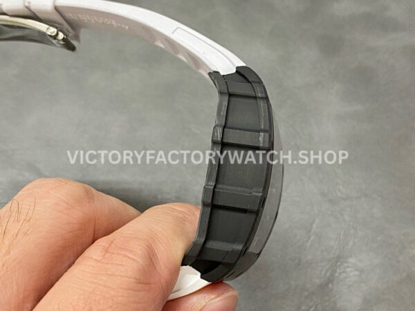 BBR Factory Richard Mille RM 35-02 44.5mm Black Carbon Fiber White Rubber Strap Black Skeletonized Dial