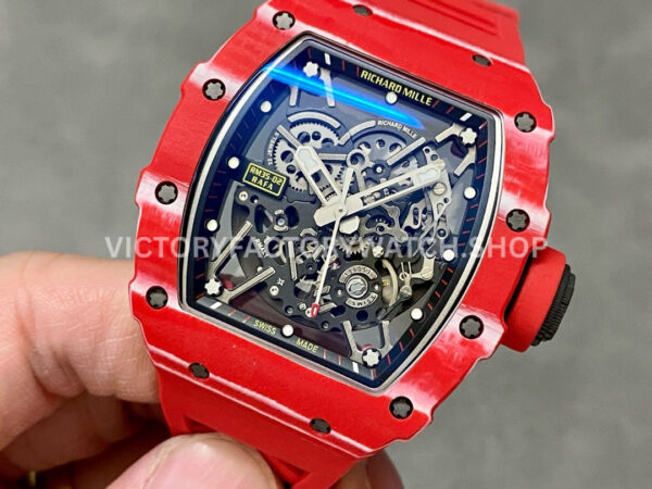 BBR Factory Richard Mille RM 35-02 44.5mm Red Carbon Fiber Red Rubber Strap Black Skeletonized D (5) BBR Factory Richard Mille RM 35-02 44.5mm Red Carbon Fiber Red Rubber Strap Black Skeletonized Dial