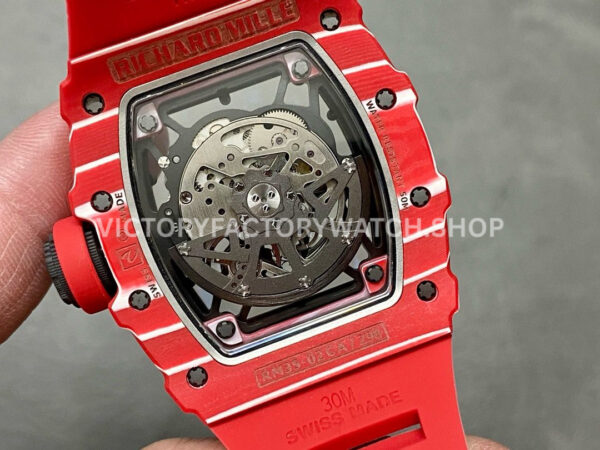 BBR Factory Richard Mille RM 35-02 44.5mm Red Carbon Fiber Red Rubber Strap Black Skeletonized D (7) BBR Factory Richard Mille RM 35-02 44.5mm Red Carbon Fiber Red Rubber Strap Black Skeletonized Dial