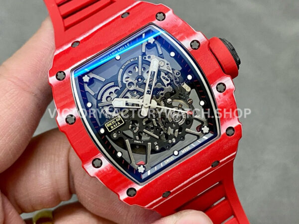 BBR Factory Richard Mille RM 35-02 44.5mm Red Carbon Fiber Red Rubber Strap Black Skeletonized D (9) BBR Factory Richard Mille RM 35-02 44.5mm Red Carbon Fiber Red Rubber Strap Black Skeletonized Dial