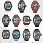 BBR Factory Richard Mille RM 055 43mm Black Carbon Fiber White Rubber Strap White Skeletonized Dial