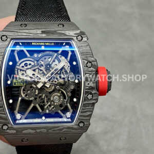 BBR Factory Richard Mille RM 35-01 black carbon fiber black canvas strap black skeletonized dial
