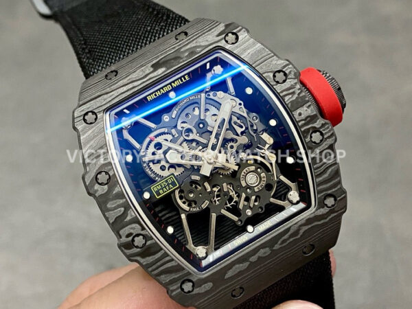BBR Factory Richard Mille RM35-01 Black Carbon Fiber Black Canvas Strap Black Skeletonized (6) BBR Factory Richard Mille RM 35-01 42mm Black Carbon Fiber Black Canvas Strap Black Skeletonized