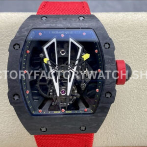 BBR Factory Richard Mille Tourbillon RM27-03 40mm Black Carbon Case Textile Strap Skeletoniz (7) BBR Factory Richard Mille Tourbillon RM 27-03 black carbon fiber textile strap skeletonized dial