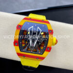 BBR Factory Richard Mille Tourbillon RM27-03 40mm Yellow Carbon Case Textile Strap Skeleton (4) BBR Factory Richard Mille Tourbillon RM 27-03 42mm Yellow Carbon Fiber Textile Strap Skeletonized Dial