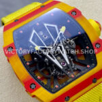 BBR Factory Richard Mille Tourbillon RM27-03 40mm Yellow Carbon Case Textile Strap Skeleton (6) BBR Factory Richard Mille Tourbillon RM 27-03 42mm Yellow Carbon Fiber Textile Strap Skeletonized Dial