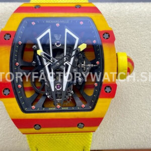 BBR Factory Richard Mille Tourbillon RM27-03 40mm Yellow Carbon Case Textile Strap Skeleton (8) BBR Factory Richard Mille Tourbillon RM 27-03 yellow carbon fiber textile strap skeletonized dial