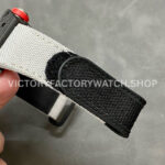 BBRFAC~4 BBR Factory Richard Mille RM 055 43mm Black Carbon Fiber White Canvas Strap Silver Skeletonized Dial