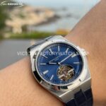 BBS Factory Vacheron Constantin Overseas Tourbillon 6000V110A-B544 Leather Strap Blue Dial (1) BBS Factory Vacheron Constantin Overseas Tourbillon 6000V 110A B544 steel leather strap blue dial replica watch
