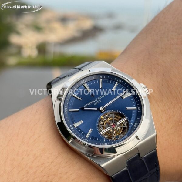 BBS Factory Vacheron Constantin Overseas Tourbillon 6000V110A-B544 Leather Strap Blue Dial (1) BBS Factory Vacheron Constantin Overseas Tourbillon 6000V 110A B544 steel leather strap blue dial replica watch
