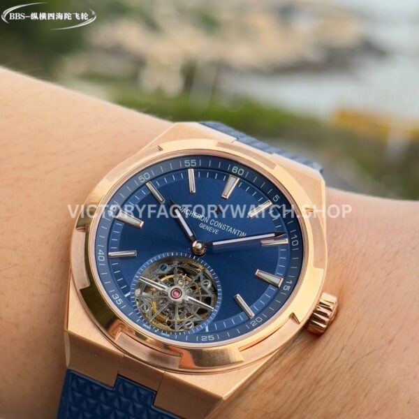BBS Factory Vacheron Constantin Overseas Tourbillon 6000V110R-B733 42.5mm Rose Gold Rubber Strap ( (9) BBS Factory Vacheron Constantin Overseas Tourbillon 6000V 110R B733 rose gold rubber strap blue dial replica watch
