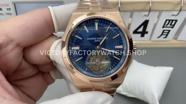 BBS Factory Vacheron Constantin Overseas Tourbillon 6000V110R-B733 42.5mmFull Rose Gold Blue Dial (6) BBS Factory Vacheron Constantin Overseas Tourbillon 6000V 110R B733 full rose gold blue dial replica watch