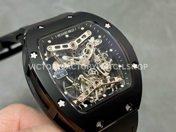 EUR Factory Richard Mille Tourbillon RM 027 40mm Titanium Rubber Strap Skeletonized Dial (3) EUR Factory Richard Mille Tourbillon RM 027 40mm Titanium Rubber Strap Skeletonized Dial