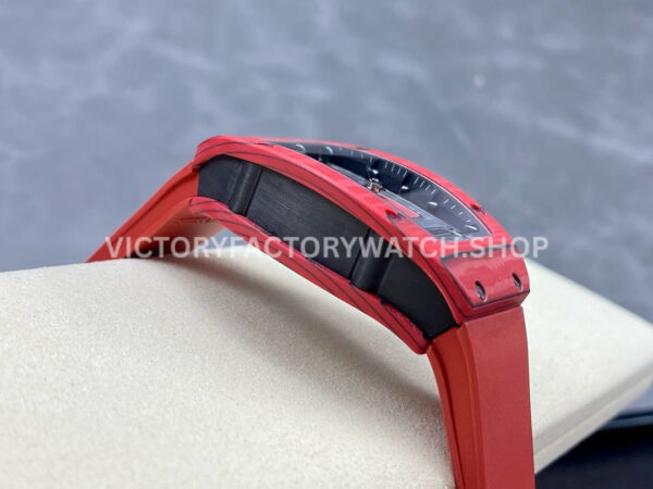 G+ Factory Richard Mille RM 07-01 31.4mm Red Carbon Fiber Red Rubber Strap Skeletonized Dial