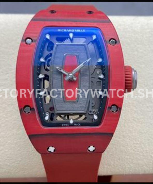 G+ Factory Richard Mille RM 07-01 red carbon fiber red rubber strap skeletonized dial
