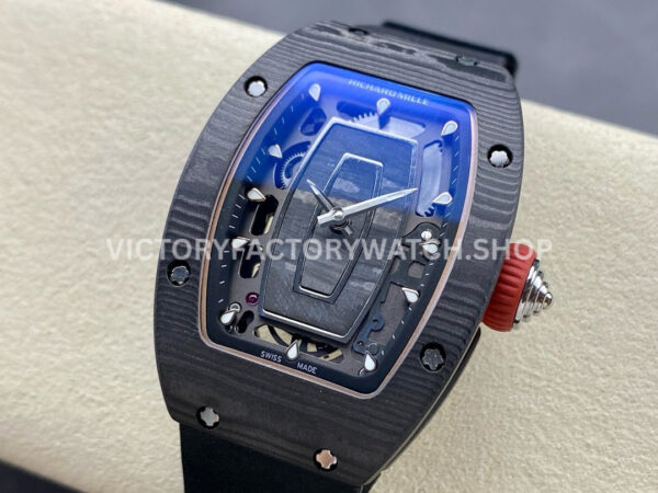 G+ Factory Richard Mille RM 07 31.4mm Titanium Carbon Fiber Black Rubber Strap Skeletonized Dial