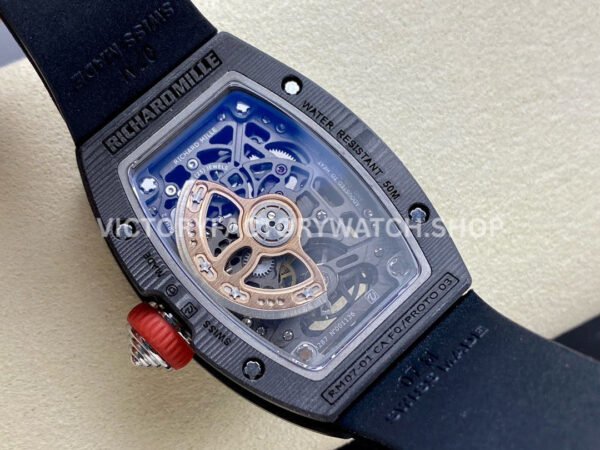 G+ Factory Richard Mille RM 07 31.4mm Titanium Carbon Fiber Black Rubber Strap Skeletonized Dial