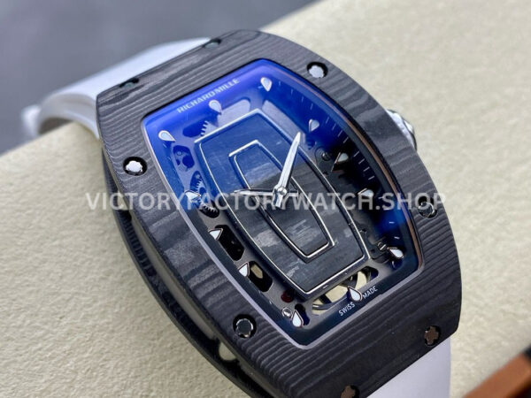 G+ Factory Richard Mille RM 07 31.4mm Titanium Carbon Fiber White Rubber Strap Skeletonized Dial