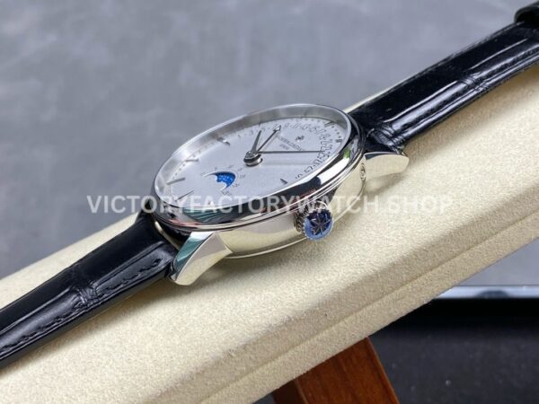 GR Factory Vacheron Constantin Moonphase R (3) GR Factory Vacheron Constantin Moonphase Retrograde Date Overseas 4010U/000G-B330 41mm Steel Leather Strap Silver Dial