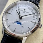 GR Factory Vacheron Constantin Moonphase R (7) GR Factory Vacheron Constantin Moonphase Retrograde Date Overseas 4010U/000G-B330 41mm Steel Leather Strap Silver Dial