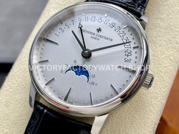 GR Factory Vacheron Constantin Moonphase R (7) GR Factory Vacheron Constantin Moonphase Retrograde Date Overseas 4010U/000G-B330 41mm Steel Leather Strap Silver Dial