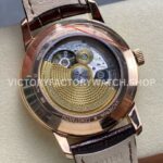 GR Factory Vacheron Constantin Moonphase Retrograde Date Overseas 41mm Rose Gold Leather Strap Black Dial