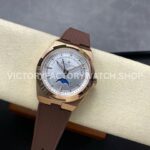 GR Factory Vacheron Constantin Moonphase Retrograde Da (3) GR Factory Vacheron Constantin Moonphase Retrograde Date Overseas 41mm Rose Gold Brown Rubber Strap Silver Dial