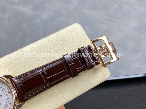 GR Factory Vacheron Constantin Moonphase Retrograde Da (5) GR Factory Vacheron Constantin Moonphase Retrograde Date Overseas 41mm Rose Gold Leather Strap White Dial
