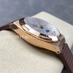 GR Factory Vacheron Constantin Moonphase Retrograde Da (6) GR Factory Vacheron Constantin Moonphase Retrograde Date Overseas 41mm Rose Gold Brown Rubber Strap Silver Dial