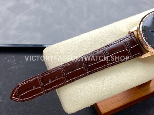 GR Factory Vacheron Constantin Moonphase Retrograde Date Overseas 41mm Rose Gold Leather Strap Black Dial