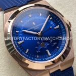 GR Factory Vacheron Constantin Moonphase Retrograde Dat ( (4) GR Factory Vacheron Constantin Moonphase Retrograde Date Overseas 41mm Rose Gold Blue Rubber Strap Blue Dial
