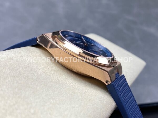 GR Factory Vacheron Constantin Moonphase Retrograde Dat ( (6) GR Factory Vacheron Constantin Moonphase Retrograde Date Overseas 41mm Rose Gold Blue Rubber Strap Blue Dial