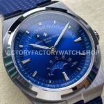 GR Factory Vacheron Constantin Moonphase Retrograde Dat (7) GR Factory Vacheron Constantin Moonphase Retrograde Date Overseas 41mm Steel Blue Rubber Strap Blue Dial