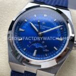 GR Factory Vacheron Constantin Moonphase Retrograde Dat (8) GR Factory Vacheron Constantin Moonphase Retrograde Date Overseas 41mm Steel Blue Rubber Strap Blue Dial
