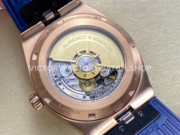 GR Factory Vacheron Constantin Moonphase Retrograde Dat ( (8) GR Factory Vacheron Constantin Moonphase Retrograde Date Overseas 41mm Rose Gold Blue Rubber Strap Blue Dial