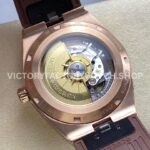 GR Factory Vacheron Constantin Moonphase Retrograde Date (1) GR Factory Vacheron Constantin Moonphase Retrograde Date Overseas 41mm Rose Gold Brown Rubber Strap Silver Dial