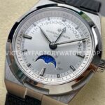 GR Factory Vacheron Constantin Moonphase Retrograde Date ( (5) GR Factory Vacheron Constantin Moonphase Retrograde Date Overseas 41mm Black Rubber Strap Silver Dial