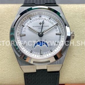 GR Factory Vacheron Constantin Moonphase Retrograde Date ( (7) GR Factory Vacheron Constantin Overseas moonphase retrograde date 41mm black rubber strap silver dial replica watch