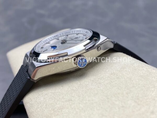GR Factory Vacheron Constantin Moonphase Retrograde Date ( (9) GR Factory Vacheron Constantin Moonphase Retrograde Date Overseas 41mm Black Rubber Strap Silver Dial