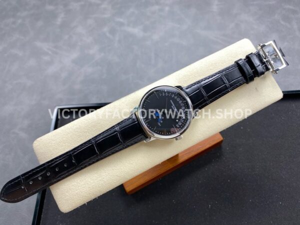 GR Factory Vacheron Constantin Moonphase Retrograde Date O (4) GR Factory Vacheron Constantin Moonphase Retrograde Date Overseas 41mm Steel Black Leather Strap Black Dial
