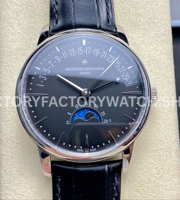 GR Factory Vacheron Constantin Moonphase Retrograde Date O (6) GR Factory Vacheron Constantin Overseas moonphase retrograde date 41mm steel leather strap black dial replica watch