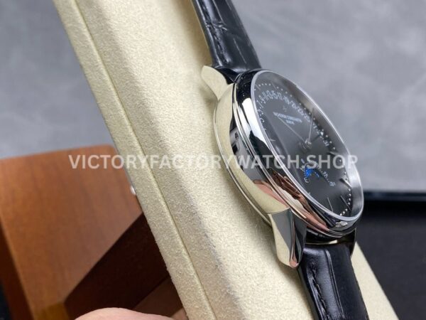 GR Factory Vacheron Constantin Moonphase Retrograde Date O (7) GR Factory Vacheron Constantin Moonphase Retrograde Date Overseas 41mm Steel Black Leather Strap Black Dial